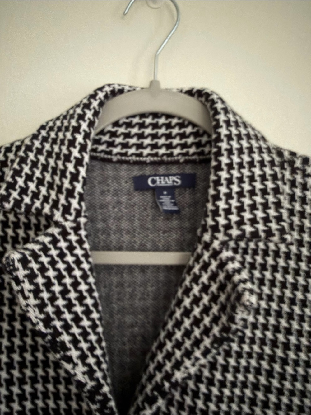 CHAPS Houndstooth 3 Button Casual Blazer Jacket Women's Size Medium Black/White - Picture 6 of 14